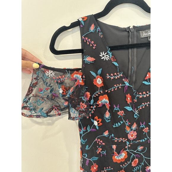 SAM EDELMAN Black A-line Floral Embroidered Mesh Midi Dress SIZE 4 NWT 2029 - Picture 5 of 10